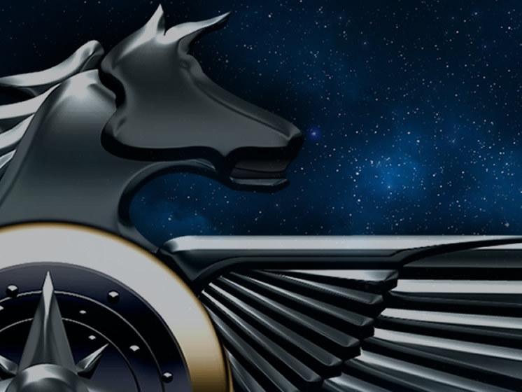 Endeavour icon closeup against starfield background
