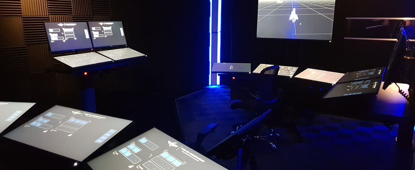 Interior of simulator from behind science console