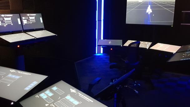 Interior of simulator from behind science console